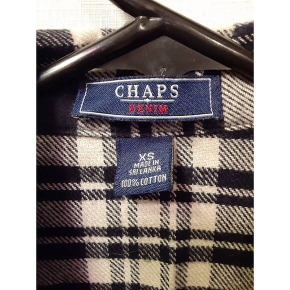 Chaps Zip Up Size Extra Small Black/ Cream Warm Flannel Shirt - Picture 5 of 12